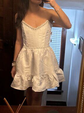 V. Chapman Evie Strapless Fit & Flare Brocade Mini Dress